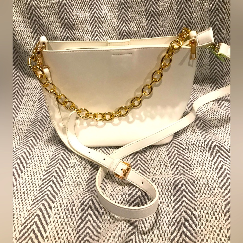 Sondra Roberts Squared White Gold Chain Purse Handbag glamorous bolsa